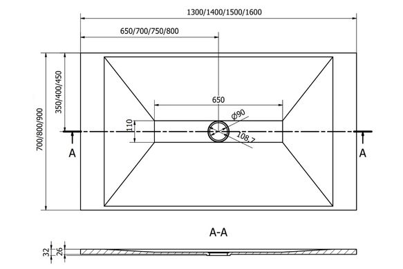 Душевой поддон MEXEN TORO 150x90 BLACK MEX-43709015K