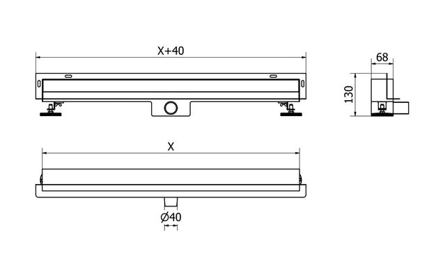 Трап для душа MEXEN FLAT 110 WALL GOLD 2в1 настенный золотой