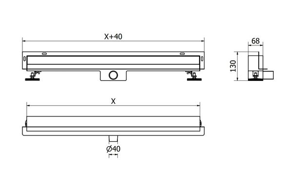 Трап для душу MEXEN FLAT 60 WALL 2в1 настінна сталь