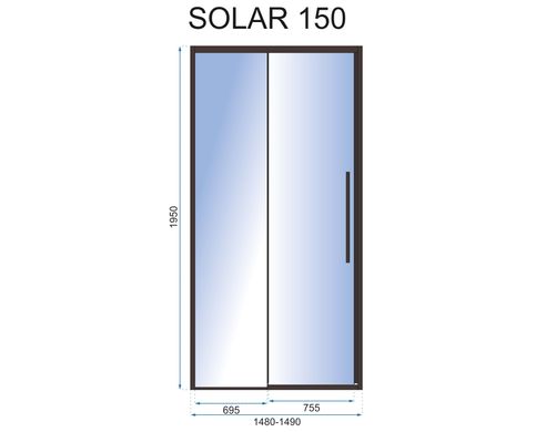 Душові двері REA SOLAR BLACK 150 00000000818