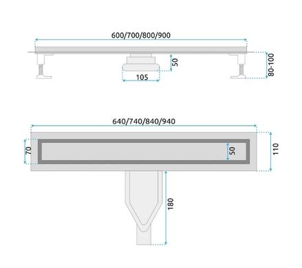 Трап для душа REA NEOX 70 SUPERFLOW BRUSHED STEEL 2в1 сталь REA-G2706