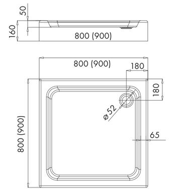 Душевой поддон OMNIRES INVEST PROJECT 80x80 WHITE GLOSSY INVESTPROJECT80/KBP