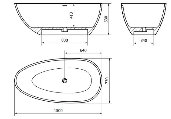 Ванна отдельностоящая MEXEN IMOLA 150x77 WHITE из искутвенного камня