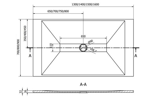 Душевой поддон MEXEN TORO 150x70 WHITE MEX-43107015K