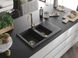 Гранітна кухонна мийка MEXEN GASPAR BLACK GRANITE + сифон GOLD