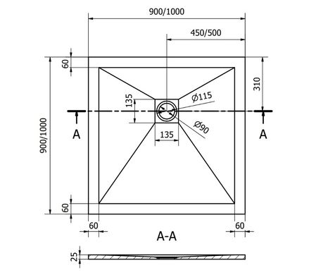 Душевой поддон MEXEN STONE+ 90x90 WHITE MEX-44109090K