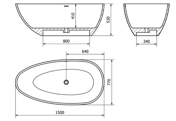 Ванна отдельностоящая MEXEN IMOLA 150x77 BETON MATT из искутвенного камня