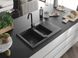 Гранітна кухонна мийка MEXEN GASPAR BLACK GRANITE + сифон BLACK