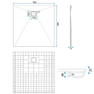 Душевой поддон REA MAGNUM 90X90 GREY REA-K4106