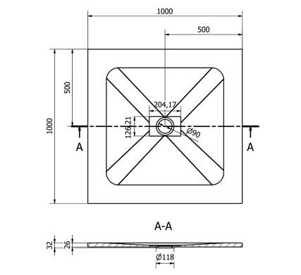 Душевой поддон MEXEN HUGO 100x100 WHITE MEX-42101010K