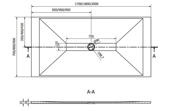 Душевой поддон MEXEN TORO 180x70 WHITE MEX-43107018K