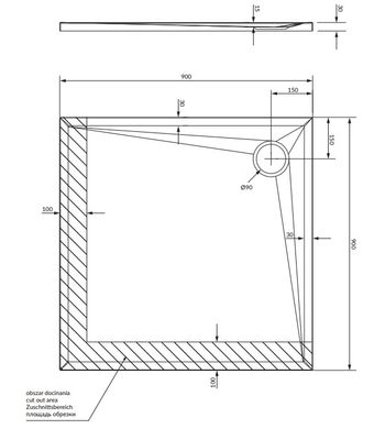 Душевой поддон OMNIRES STONE 90x90 BLACK MATT STONE90/KBL