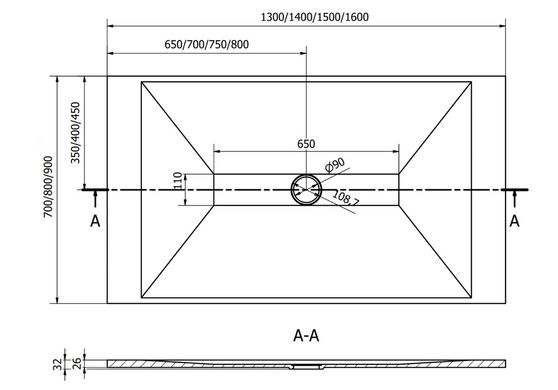 Душевой поддон MEXEN TORO 150x80 WHITE MEX-43108015K