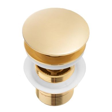 Донный клапан для умывальника Yoka KLIK-KLAK L.GOLD с переливом золотой 00000001397