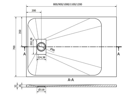 Душевой поддон MEXEN HUGO 90x70 WHITE MEX-42107090K