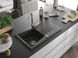 Гранитная кухонная мойка MEXEN CESAR BLACK GRANITE + сифон GOLD