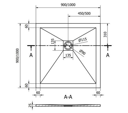 Душевой поддон MEXEN STONE+ 100x100 WHITE MEX-44101010K