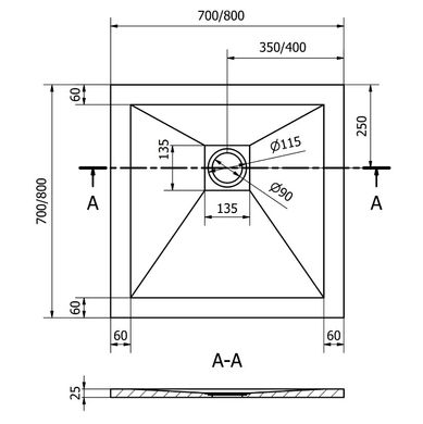 Душевой поддон MEXEN STONE+ 80x80 BLACK MEX-44708080K