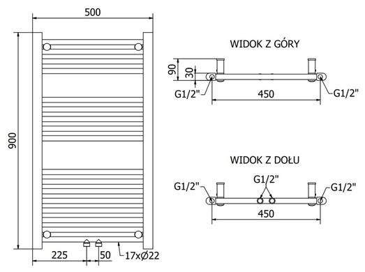 Полотенцесушитель MEXEN MARS 90х50 WHITE 300W электрический