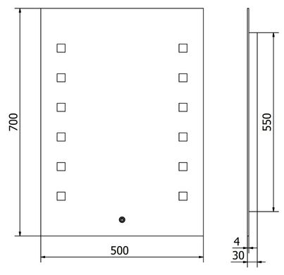 Зеркало MEXEN NER 50x70 LED прямоугольное