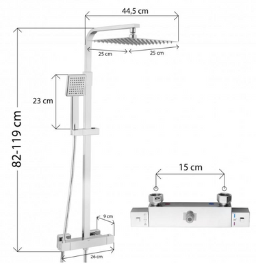 Душовий гарнітур YOKA GOBA 25 CHROME з термостатом BP.GOBA-THERM-25-CHR